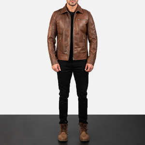2026 Latest Design Men's Full Sleeve Winter Genuine Leather Jacket Sherpa Lining <b>Fur</b> <b>Trim</b> Stylish High Street Style Breathable - Product Image 5