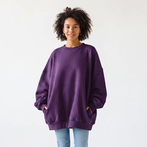Sweat-shirt en molleton pour femmes, 100% polyester, French Terry, coupe ample, style streetwear, épaules tombantes, sweat-shirt d'hiver pour femmes - Product Image 1