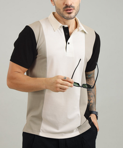 Chemise d'été tricotée 100 % coton pour homme, coupe décontractée, anti-plis, blocs de couleur, manches courtes, vente en gros OEM usine - Product Image 4