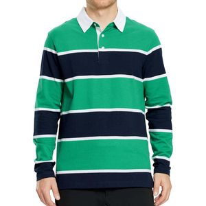 Pull rayé de haute qualité 2026 pour hommes, chemise polo de rugby personnalisée à manches longues pour hommes, 100 % coton, chemises de rugby pour hommes avec logo - Product Image 4