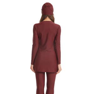 Wholesale Rate 2026 New Custom Solid Islamic Muslim <b>Swimwear</b> Women Modest Long Sleeve Top Matching Turban <b>Burkini</b> Swimsuit Set - Product Image 3