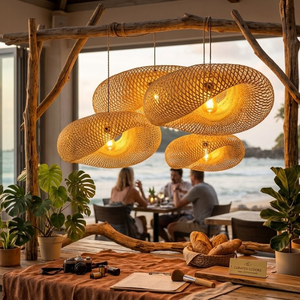 Wholesale Handcrafted Bamboo Lampshade Natural Woven Pendant <b>Light</b> Shade for Interior Projects Home and Cafe Lighting - Product Image 6
