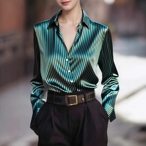 Blusa de Negocios Formal de Manga Larga Translúcida con Rayas Tejidas Estilo Vintage para Mujer, Diseño 2026, Moda Otoño - Product Image 4