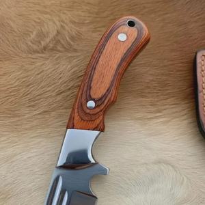 มีดใบตายเหล็กกล้าไร้สนิมเกรดอุตสาหกรรม ด้ามไม้ ปลอกหนัง สำหรับตั้งแคมป์ ล่าสัตว์ รับผลิตแบบ OEM - Product Image 3