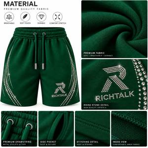 Men's Rhinestone <b>Shorts</b> High Waist Drawstring Casual <b>Sport</b> <b>Short</b> Pants Sequined Letter Logo Design - Product Image 6
