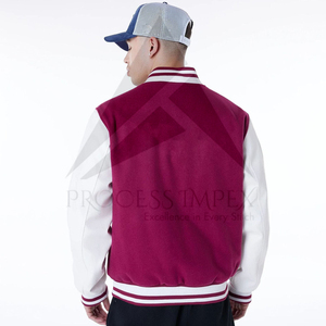 Veste universitaire pour homme, couleur marron et blanc, col rabattu, boutons sur le devant, polyester et coton, vêtement d'automne - Product Image 3