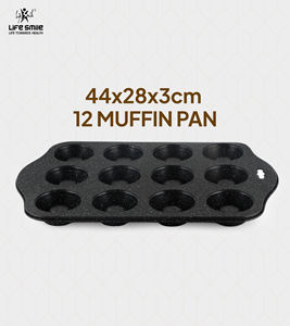 ถาดอบมัฟฟินเหล็กคาร์บอนพรีเมียมเคลือบหินแกรนิตหลายชั้น ป้องกันการติดกระทะ ใช้กับเตาอบได้ กระจายความร้อนสม่ำเสมอ - Product Image 2