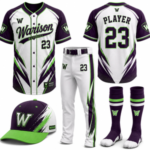 Customized Unisex Baseball Uniform Set Solid Color Sublimation 100% Polyester Sportswear Baseball Uniform Kit - Product Image 3