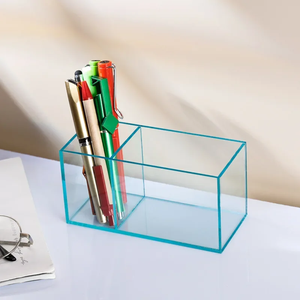Transparent <b>Acrylic</b> Pen Holder Desk Organizer Portable Stationery <b>Storage</b> <b>Container</b> Square Shape School & Office Use - Product Image 4