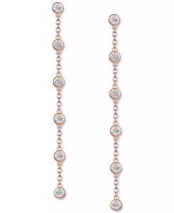 Pendientes colgantes lineales con bisel de diamantes (1/10 CT. T. W.) en plata esterlina, plata esterlina chapada en oro de 14K o S chapada en oro rosa de 14K - Product Image 3