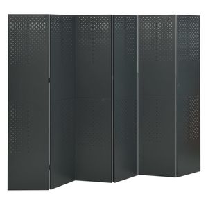 Anthracite 6-<b>Panel</b> Steel <b>Room</b> <b>Divider</b> 94.5"x70.9" Screen for Dividing Spaces - Product Image 1
