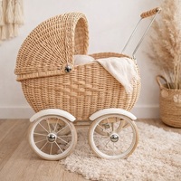 Poussette en bois écologique Ecowoodies, moderne, durable, faite à la main, pour poupées, jouet pour bébés et tout-petits, sûre, pour chambre et extérieur, facile à utiliser