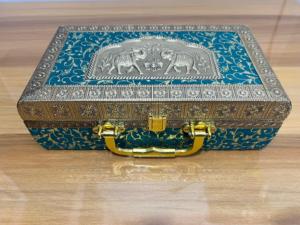 Caja Decorativa de Madera Grabada a Mano con Diseño de Pavo Real, Frascos de Vidrio, Estuche de Almacenamiento Tradicional para Mesa, Plegable, para Bodas, Estilo Rajasthan Moderno - Product Image 5