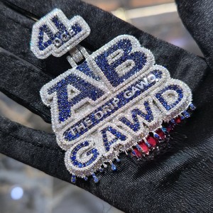 925 <b>Silver</b> Moissanite Letter <b>Charm</b> Pendant Iced Out Micro Insert Rhodium Plated Drip Design for Certified for Party Hiphop - Product Image 4