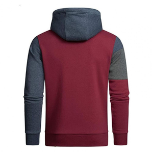Sweat-shirt à capuche personnalisé pour hommes, trois couleurs, noir, gris, blanc, patchwork horizontal, en molleton, avec poche - Product Image 4