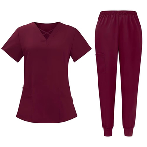 Conjunto de Uniforme Médico para Mujer, Calidad Premium 2026, Transpirable, Negro, Manga Corta, Cuello en V, con Bolsillos, Pantalones con Cintura Elástica - Product Image 4