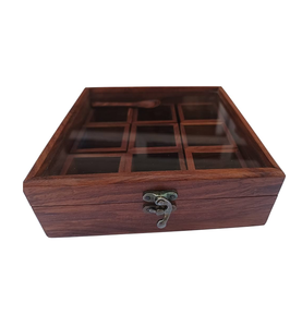 Boîte à épices en bois, organisateur de rangement, boîte à épices en bois à 4 compartiments non amovibles, artisanat, prix imbattable - Product Image 4