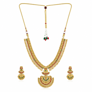 Conjunto de Collar y Pendientes de Perlas de Imitación de Rubí Chapado en Oro, Diseño Geométrico, Certificado por Terceros, Joyería Étnica para Bodas, para Mujer - Product Image 1