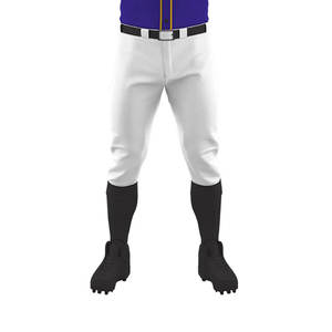 <b>Men's</b> Purple Baseball Jersey With <b>White</b> Pants And Black <b>Socks</b> Regular Fit All Seasons Screen Printed Polyester Uniform - Product Image 4