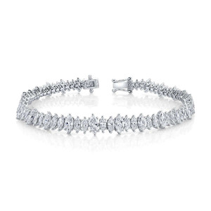 Pulsera de tenis exclusiva de oro de 14K con diamantes marquise cultivados en laboratorio de diferentes tamaños, diseño norte-sur - Product Image 1