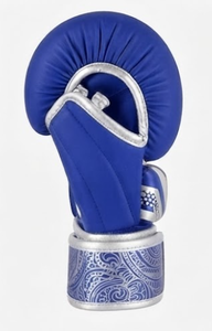 Guantes de Boxeo Azules de PU con Cierre de Velcro en los Dedos, Unisex, para Entrenamiento de Artes Marciales, con Impresión por Sublimación - Product Image 3