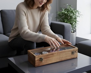 AHTE MANUEXPO UR-065 Caja de Madera para Exhibición de Relojes, 5 Compartimentos, Madera Indígena Acondicionada, Forro de Terciopelo, Tapa de Cristal, Organizador para Hombres - Product Image 4