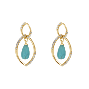 Boucles d'oreilles pendantes géométriques en argent sterling S925 avec pierre précieuse turquoise sertie clos, bijoux fins minimalistes pour femme, à porter au quotidien - Product Image 6