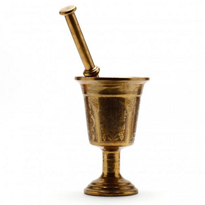 Mortier et pilon en laiton de haute qualité avec gravure et finition polie pour le broyage manuel du café et des épices, outil métallique Imam Dasta - Product Image 2