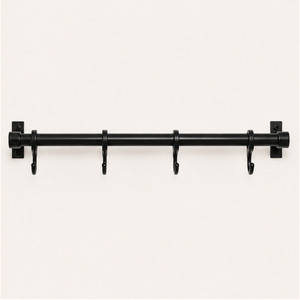 Top Quality Wall Mounted <b>Kitchen</b> Utensil Hanger Rail with S-<b>Hooks</b> Matte Black Carbon Steel Pot & Pan Rack <b>Kitchen</b> Organization - Product Image 5