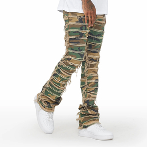 Pantalon en jean décontracté en coton, style streetwear hip-hop, personnalisable, séchage rapide, fermeture boutonnée – Grande Vente - Product Image 4