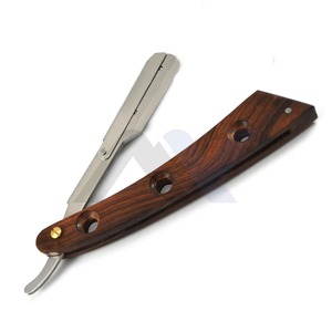Rasoir de barbier droit en bois de qualité supérieure, lame en acier inoxydable, support de lame à 3 trous avec verrouillage pivotant, logo personnalisé, toilettage professionnel du visage - Product Image 3
