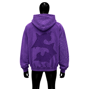 Sudadera con capucha morada Fast Money para hombre, oversize, con cremallera frontal, estampado puff, estilo streetwear, de forro polar, para otoño, corte regular, oversize de forro polar - Product Image 2