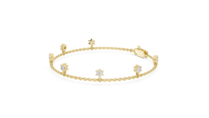 Bracelet chaîne à maillons avec diamants taille radiant pendulants, plaqué rhodium, certifié IGI, pour fiançailles et mariage - Product Image 1