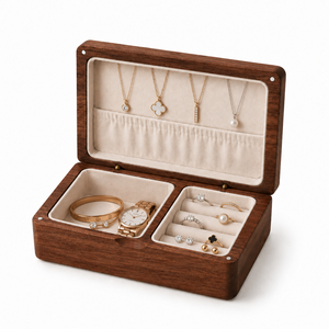 Boîte à bijoux en bois massif sur mesure avec doublure en velours doux - Product Image 4