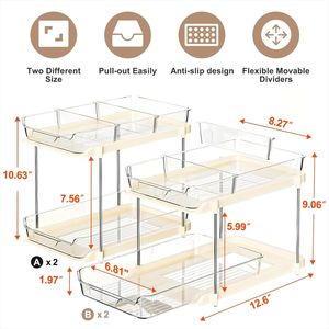 Organizzatore a 2 Livelli Multiuso per Bagno e Cucina, Armadietto Estraibile per Medicinali, Organizzatori Impilabili per Dispensa per un'Organizzazione Ottimale - Product Image 1