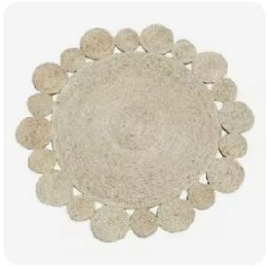 Alfombra Redonda de Yute Hecha a Mano con Diseño de Rayas, Tejida con Tela Ecológica, para Uso en el Hogar y Jardín, Peso Medio, Estilo Liso - Product Image 5