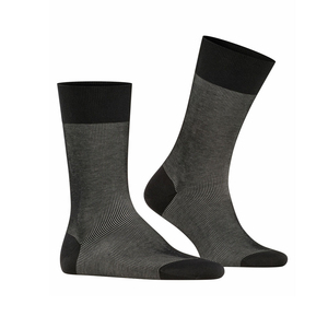 Chaussettes pour hommes personnalisées, rayées, en coton et élasthanne, respirantes, pour un usage quotidien en automne, style classique, noir et gris - Product Image 6