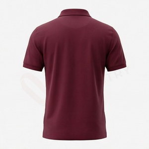 Polo à manches courtes pour homme, couleur bordeaux, 100% coton, tissu Oxford, respirant, coupe classique, design uni, style tissé - Product Image 2