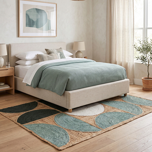 Tapis artisanal en jute bio tressé, antidérapant, écologique, à motifs géométriques, 9x12 pieds, style bohème rustique - Product Image 2