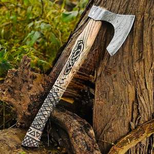 Profession Handmade Hand Forged High Carbon Steel Functional Bearded Outdoor <b>Axe</b> Wood Handle Handmade <b>Viking</b> Tomahawk <b>Axe</b> Gift - Product Image 2