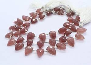 ลูกปัดควอตซ์สตรอเบอร์รี่ทรงสามเหลี่ยมเจียระไนขนาด 8x12 9x13 มม. ลูกปัดพลอยสตรอเบอร์รี่ทรงสามเหลี่ยมขนาด 8 นิ้ว เจียระไน - Product Image 2