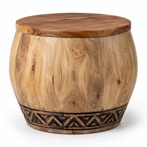 Mesa Auxiliar de Madera de Mango Hecha a Mano |   Muebles Étnicos Tallados al por Mayor - Product Image 1