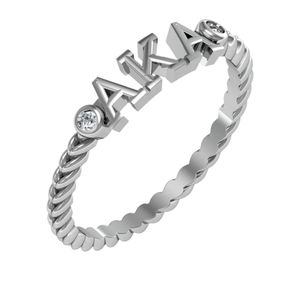 Anillo de Plata Clásico con Letras AKA, Estilo Griego Personalizado, Joyería de Plata Pulida, Anillo de Hermandad para Mujer, Elegante Accesorio de Regalo - Product Image 5