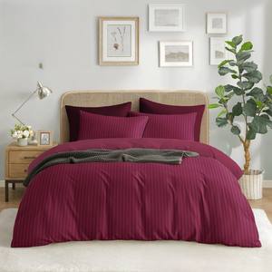 Wholesale King Size Solid Stripe Flat Sheet Set 2 Pillowcases Premium Soft Fabric Polyester Fade/Wrinkle Resistant All-Season - Product Image 6