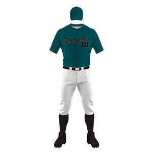 Ensemble uniforme de baseball personnalisé pour garçons – Maillot bleu sarcelle, pantalon blanc court, broderie en sergé, nom de l'équipe 00, toutes saisons, coupe classique - Product Image 2