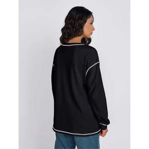 À la mode 2025 automne mode tenues pour femmes sweats à col rond manches longues chandails légers brodé Logo hauts reine - Product Image 1