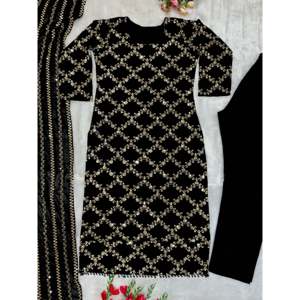 Ensemble de costume de fête brodé pour femmes, haut, bas et dupatta - Product Image 2