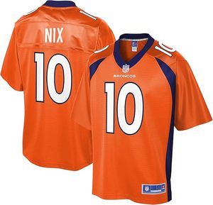 Denver Broncos Nix 10 Camiseta de fútbol naranja para hombre y mujer, camiseta deportiva personalizada con estampado bordado de poliéster - Product Image 1