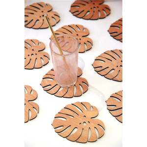 Wholesale Custom Laser Cut Wood Coasters Tropical Leaf Shape Drink <b>Mats</b> - Durable Heat Insulation Cup Pad for <b>Bar</b> & Restaurant - Product Image 1