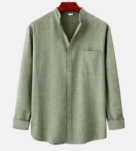 Camisa de Hombre de Manga Larga con un Solo Botón, Transpirable, Antiarrugas, de Color Sólido, 100% Algodón, Estilo Casual para Otoño - Product Image 3